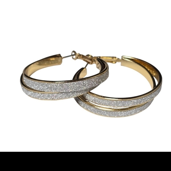 Apt. 9 Dual-Tone Gold and Silver Hoop Earrings - Picture 2 of 2